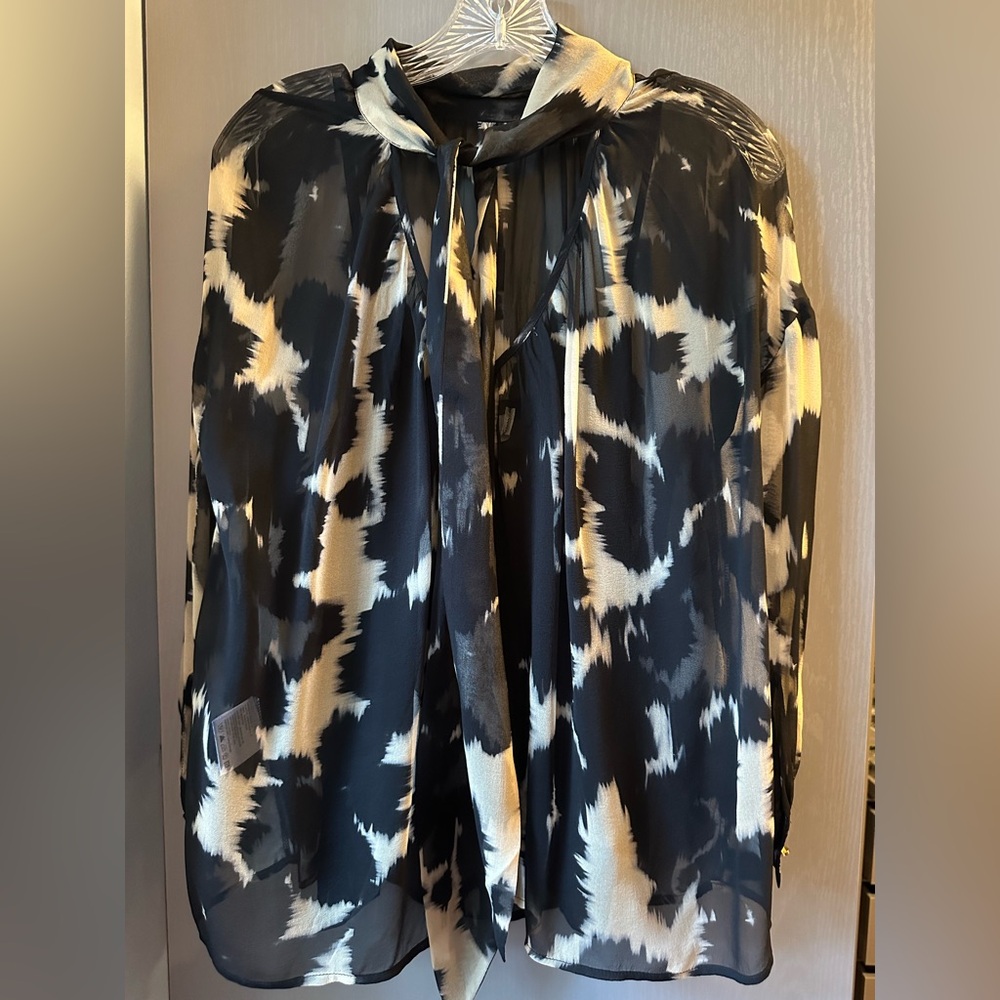 PSOPHIS - Black and beige abstract print top with cami - XS